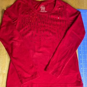 2 sweatshirts red bits decoration size 12 and 14